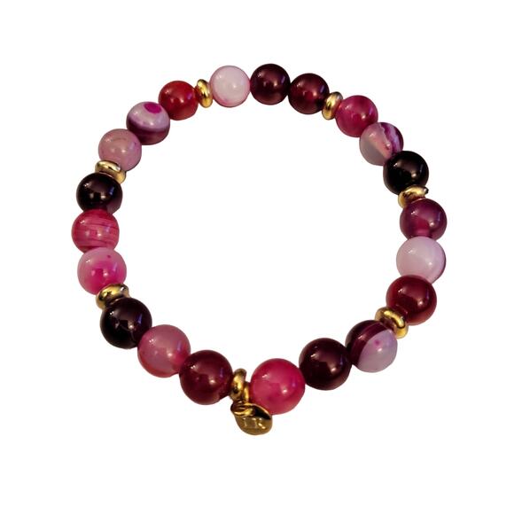 Beautiful Pink Beaded bracelet stamped LR - Picture 1 of 6